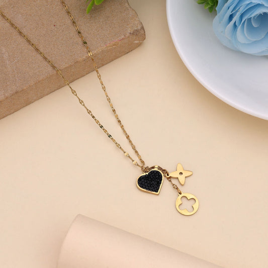 Black Color Stainless Steel Anti Tarnish Necklace Designed With Bold And Classy Appearance