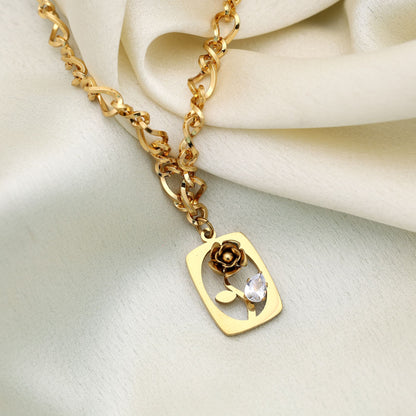 Gold Color Stainless Steel Anti Tarnish Necklace With Elegant Durable Fashion Jewelry Style