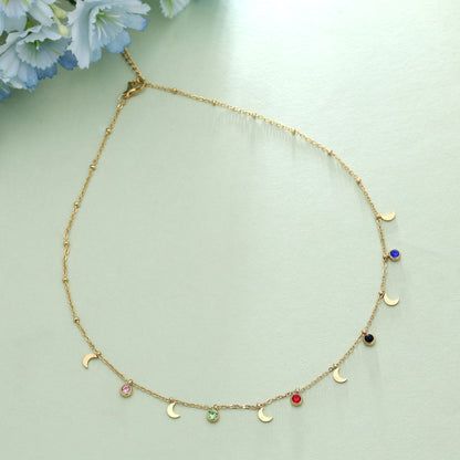 Multi Color Stainless Steel Anti Tarnish Necklace With Stylish Contemporary Fashion Design
