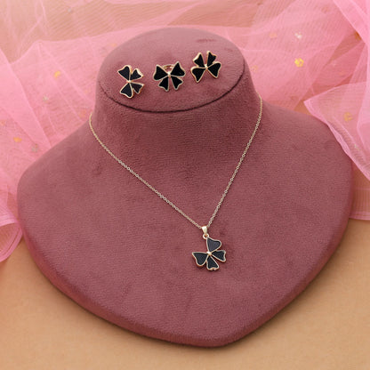 Schwarzes anlaufgeschütztes Halsketten-Set mit elegantem, minimalistischem modernem Schmuckdesign