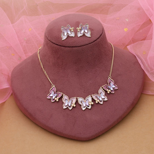 Lila Schmetterling Design Anlaufschutz-Halskettenset mit elegantem Party-Finish