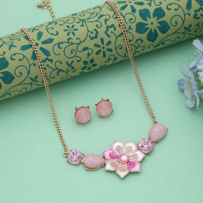 Rosafarbener Blumendesign-Schmuckset mit Anlaufschutz und sanftem, elegantem Blumen-Appeal