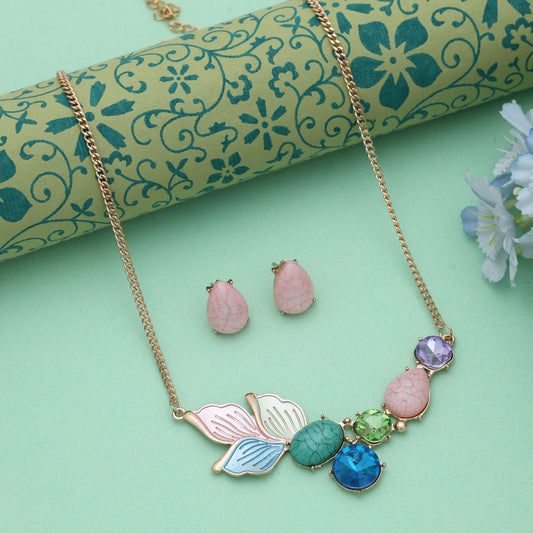 Multi Color Anti Tarnish Necklace Set With Vibrant Festive Ethnic Fashion Style