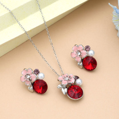 Red Color Anti Tarnish Necklace Set With Bold Festive Traditional Styling