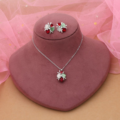 Rotes Anlaufgeschütztes Collier-Set mit traditionellem Festtags-Look