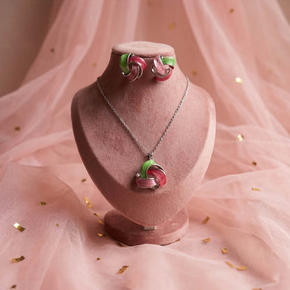 Magenta Color Meena Work Anti Tarnish Necklace Set With Premium Festive Appeal