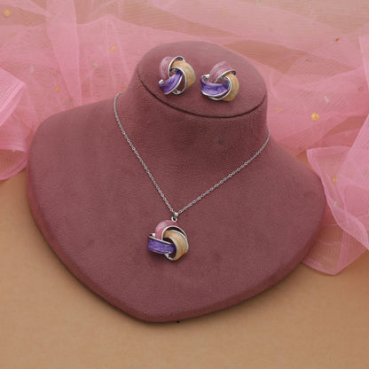 Purple Color Meena Work Anti Tarnish Necklace Set With Elegant Festive Look