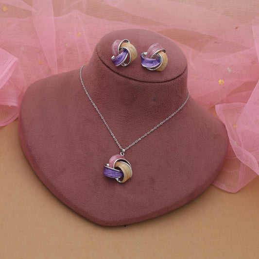 Purple Color Meena Work Anti Tarnish Necklace Set With Elegant Festive Look