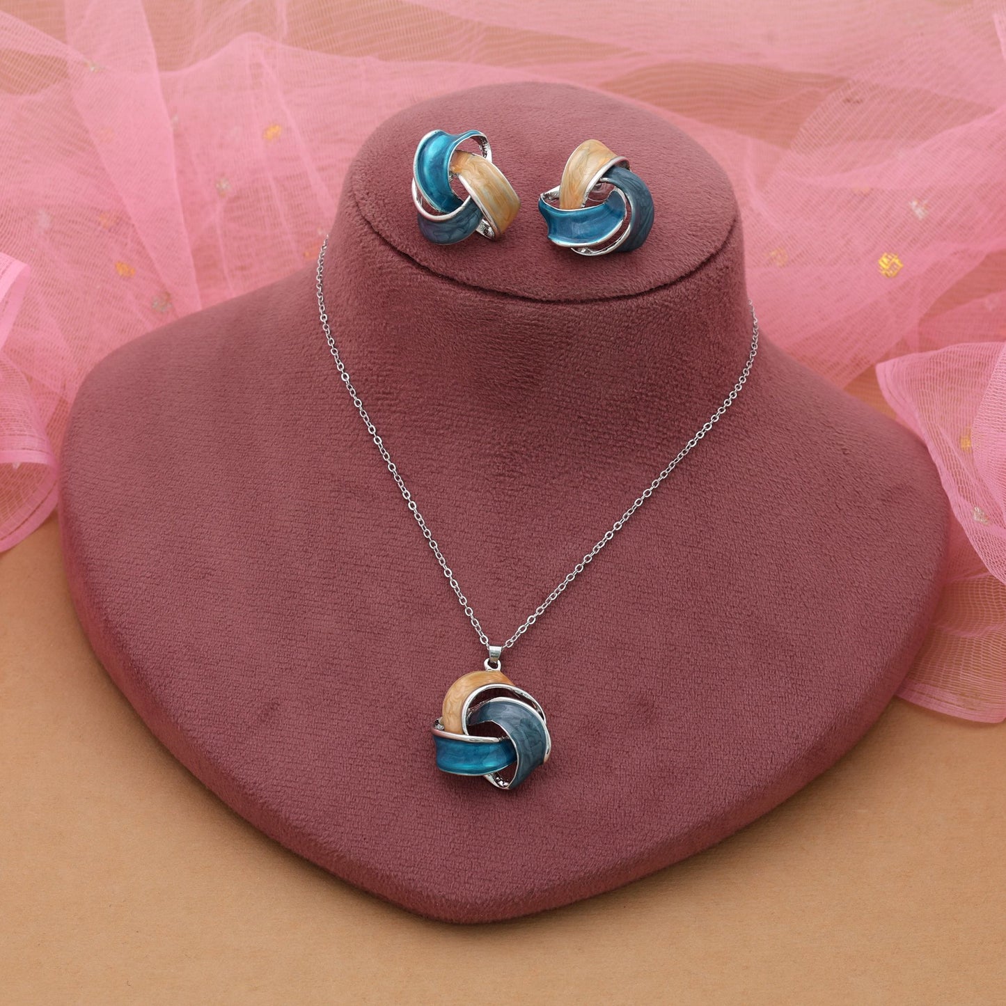 Türkisblaues Meena-Arbeit Collier-Set mit Anlaufschutz und stilvollem ethnischen Flair
