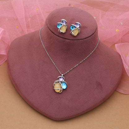 Hellgelbes, anlaufgeschütztes Halsketten-Set mit strahlend elegantem Schmuck-Appeal