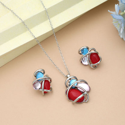 Rotes Anlaufgeschütztes Halsketten-Set im eleganten traditionellen Party-Look