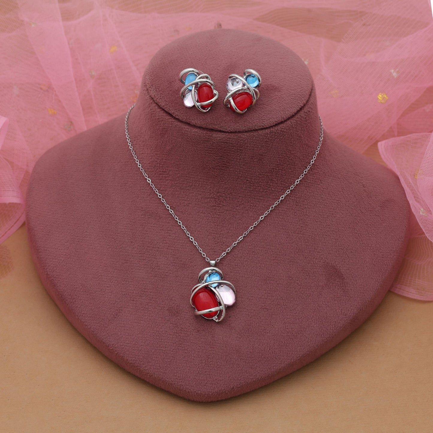 Rotes Anlaufgeschütztes Halsketten-Set im eleganten traditionellen Party-Look