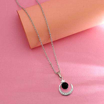 Black Color Anti Tarnish Necklace Sleek Modern Everyday Fashion Jewelry Design