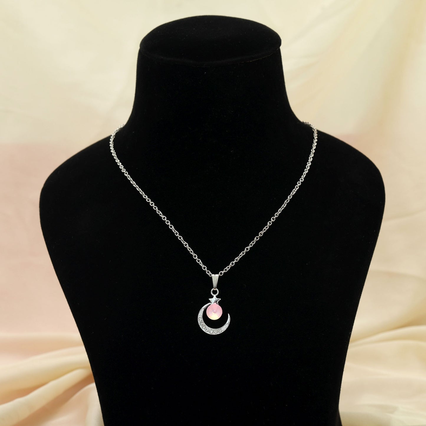 Pink Color Anti Tarnish Necklace Elegant Feminine Minimal Daily Wear Jewelry