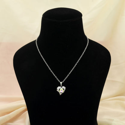 Rainbow Color Heart Shape Anti Tarnish Necklace Vibrant Stylish Fashion Jewelry