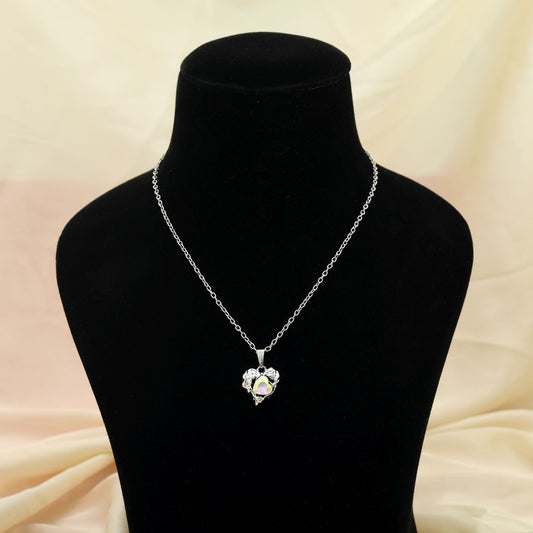 Rainbow Color Heart Shape Anti Tarnish Necklace Vibrant Stylish Fashion Jewelry