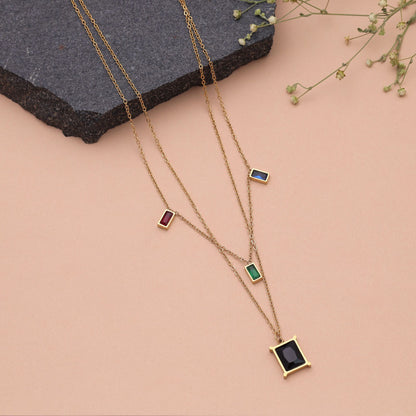 Multi Color Anti Tarnish Necklace with Stylish Contemporary Jewelry Design