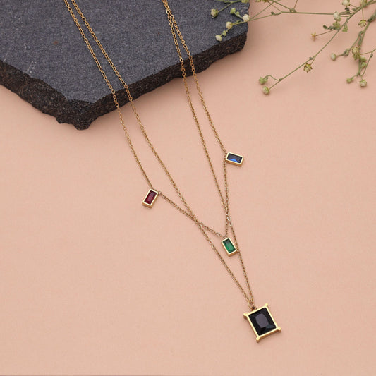 Multi Color Anti Tarnish Necklace with Stylish Contemporary Jewelry Design