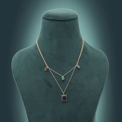 Multi Color Anti Tarnish Necklace with Stylish Contemporary Jewelry Design