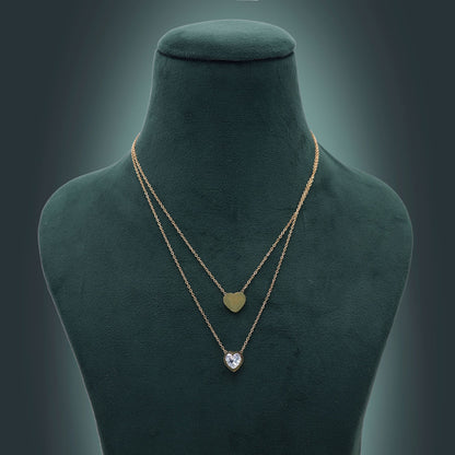 Gold Color Heart Shape Anti Tarnish Necklace with Romantic Stylish Charm