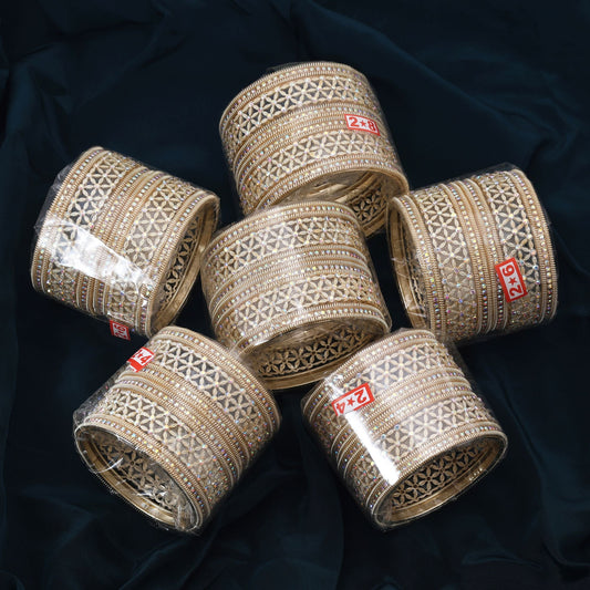 Elegant Gold Color 6 Set Of Bangles Combo For Traditional Party Wear