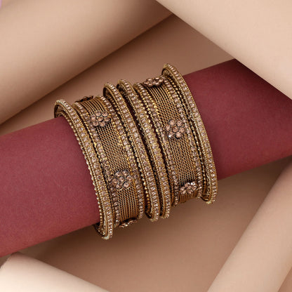 Classic Gold Color 6 Set Of Bangles Combo Ideal For Daily And Festive Wear