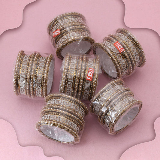 Luxurious Gold Color 6 Set Of Bangles Combo Perfect For Wedding Celebrations