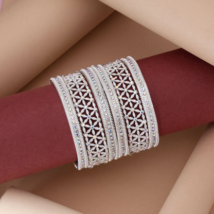 Exclusive Silver Color 6 Set Of Bangles Combo For Bridal And Festive Occasions