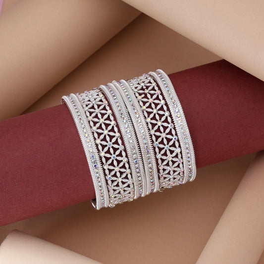 Exclusive Silver Color 6 Set Of Bangles Combo For Bridal And Festive Occasions