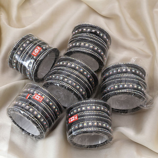 Bold Black Silver Color 6 Set Of Bangles Combo For Contemporary Fashion Style