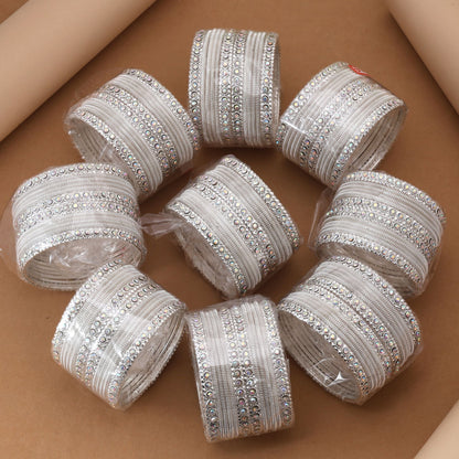 Elegant Silver Color 9 Set Of Bangles Combo Perfect For Festive And Party Wear