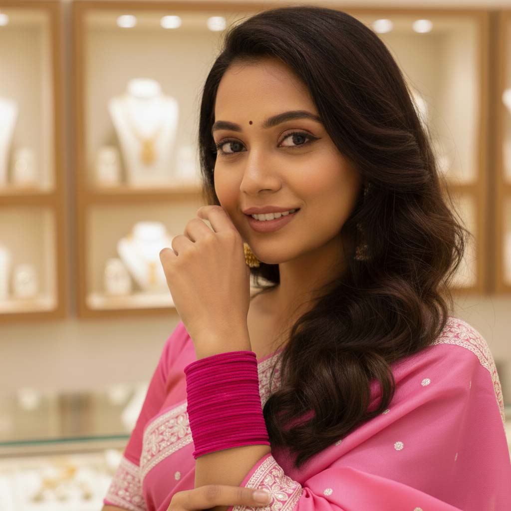 Rani Color 4 Set Of Velvet Bangles Combo Size(2 Set Of 2.6, 2 Set Of 2.8)