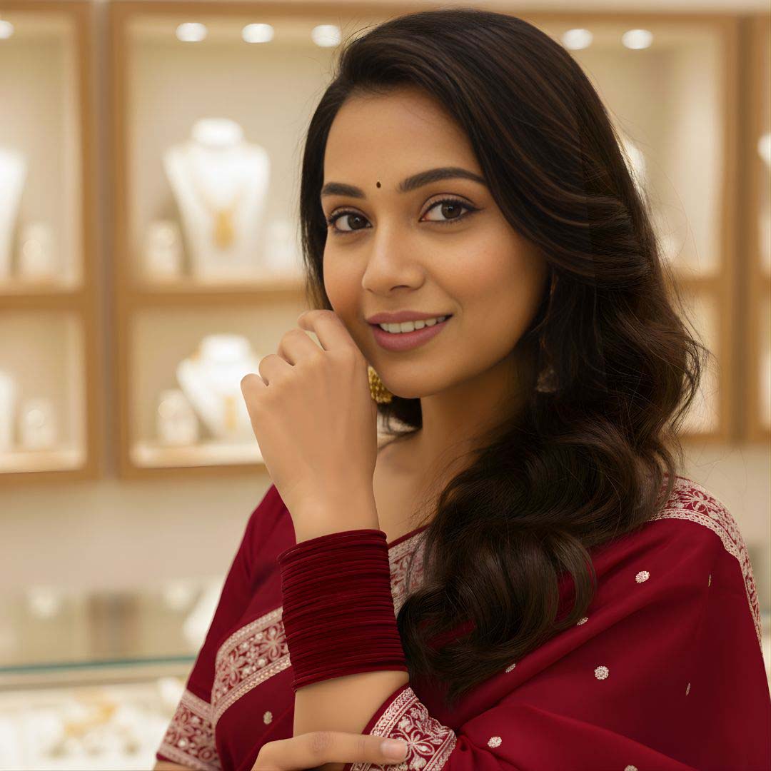 Maroon Color 4 Set Of Velvet Bangles Combo Size(2 Set Of 2.6, 2 Set Of 2.8)