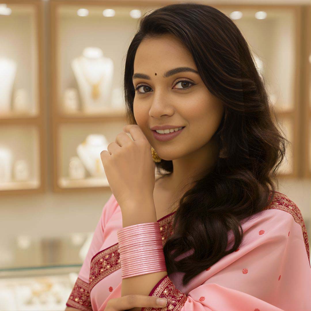 Light Pink Color 4 Set Of Bangles Combo Size(2 Set Of 2.6, 2 Set Of 2.8)