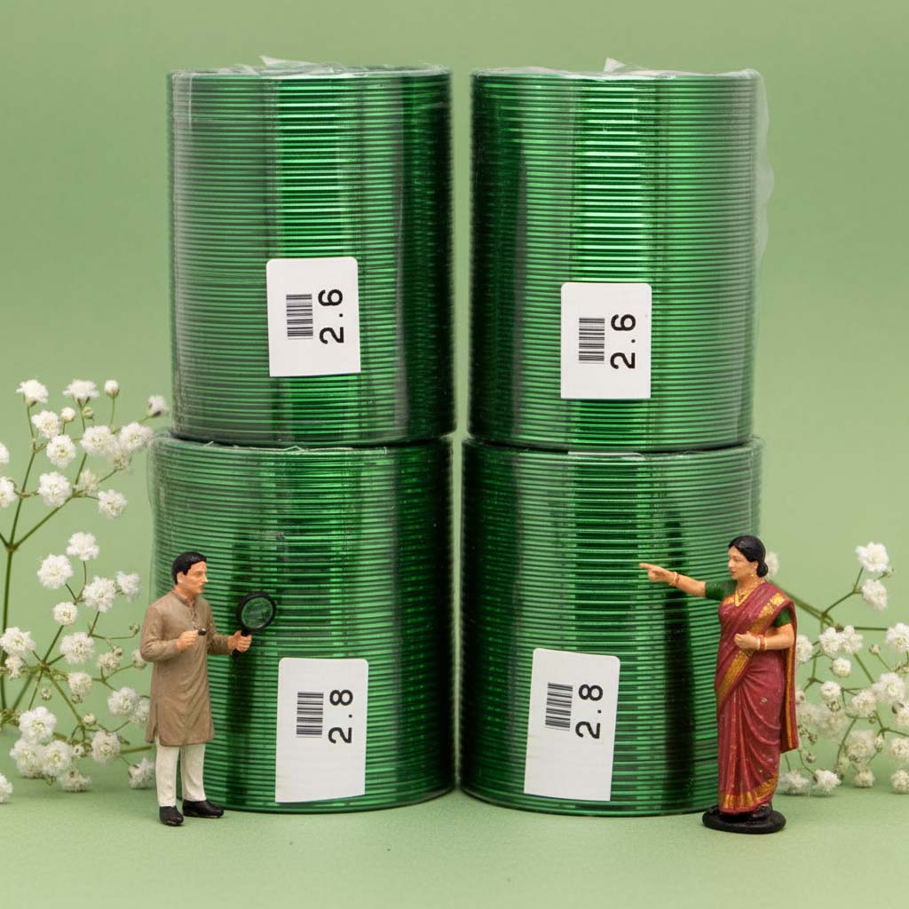 Green Color 4 Set Of Bangles Combo Size(2 Set Of 2.6, 2 Set Of 2.8)