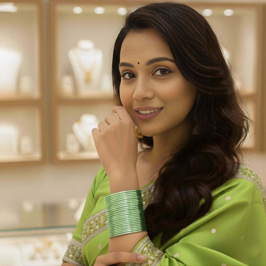 Pista Green Color 4 Set Of Bangles Combo Size(2 Set Of 2.6, 2 Set Of 2.8)