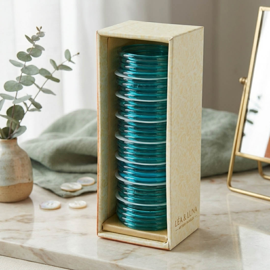 Surf Color 8 Set Of Glass Bangle 32 Pieces Churi Mix Size (2.2, 2.4, 2.6, 2.8, 2.10) (FNFB177CMB)