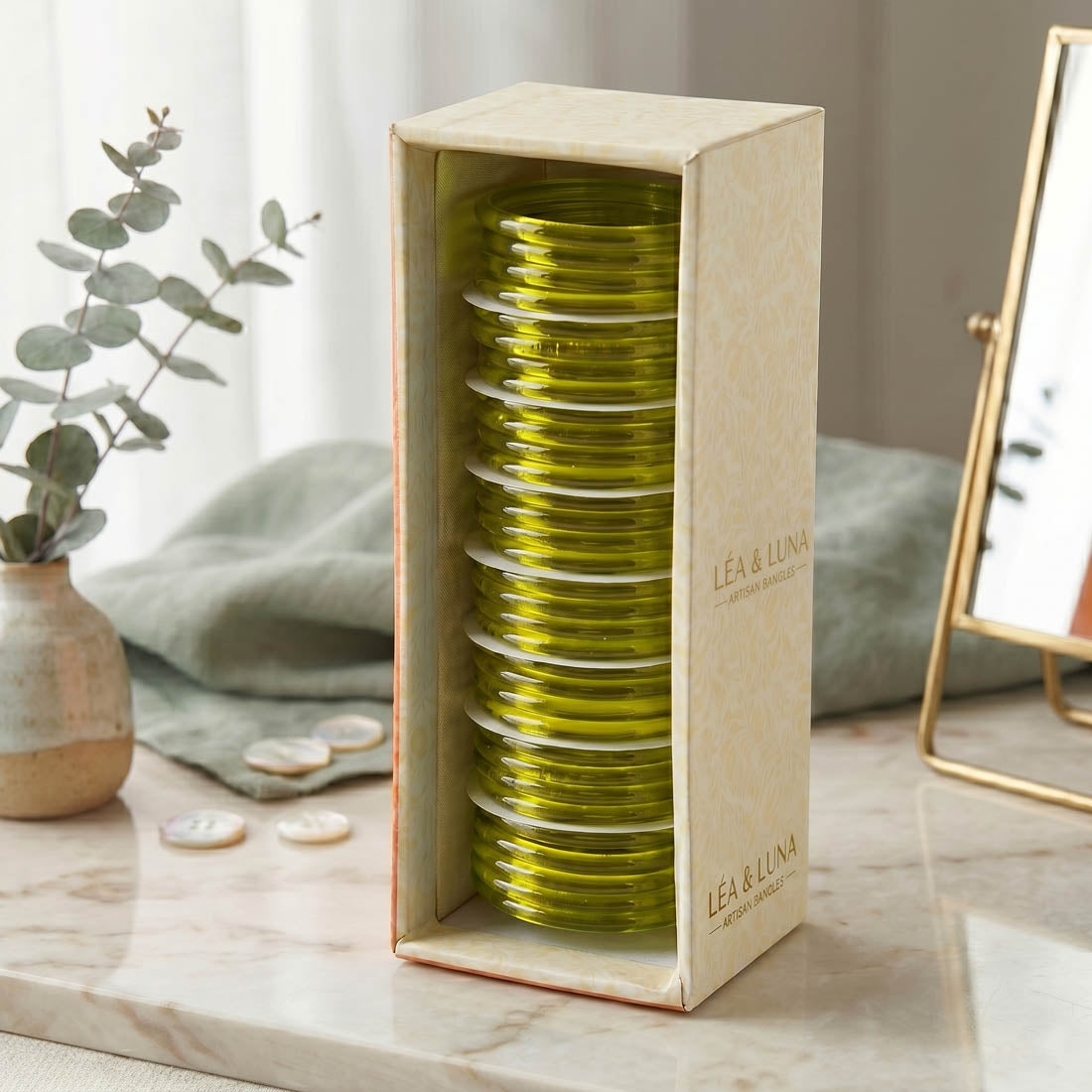 Pista Green Color 8 Set Of Glass Bangle 32 Pieces Churi Mix Size (2.2, 2.4, 2.6, 2.8, 2.10) (FNFB179CMB)