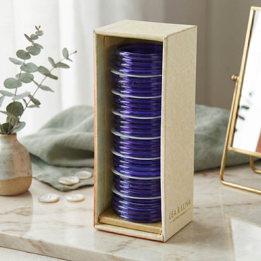 Lila Farbe 8er Set Glasarmreifen in verschiedenen Größen (2.2, 2.4, 2.6, 2.8, 2.10) (FNFB185CMB)