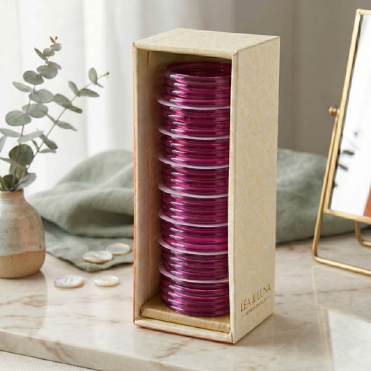 Pinkfarbenes Glasarmreifen-Set, 8-teilig, gemischte Größen (2.2, 2.4, 2.6, 2.8, 2.10) (FNFB186CMB)