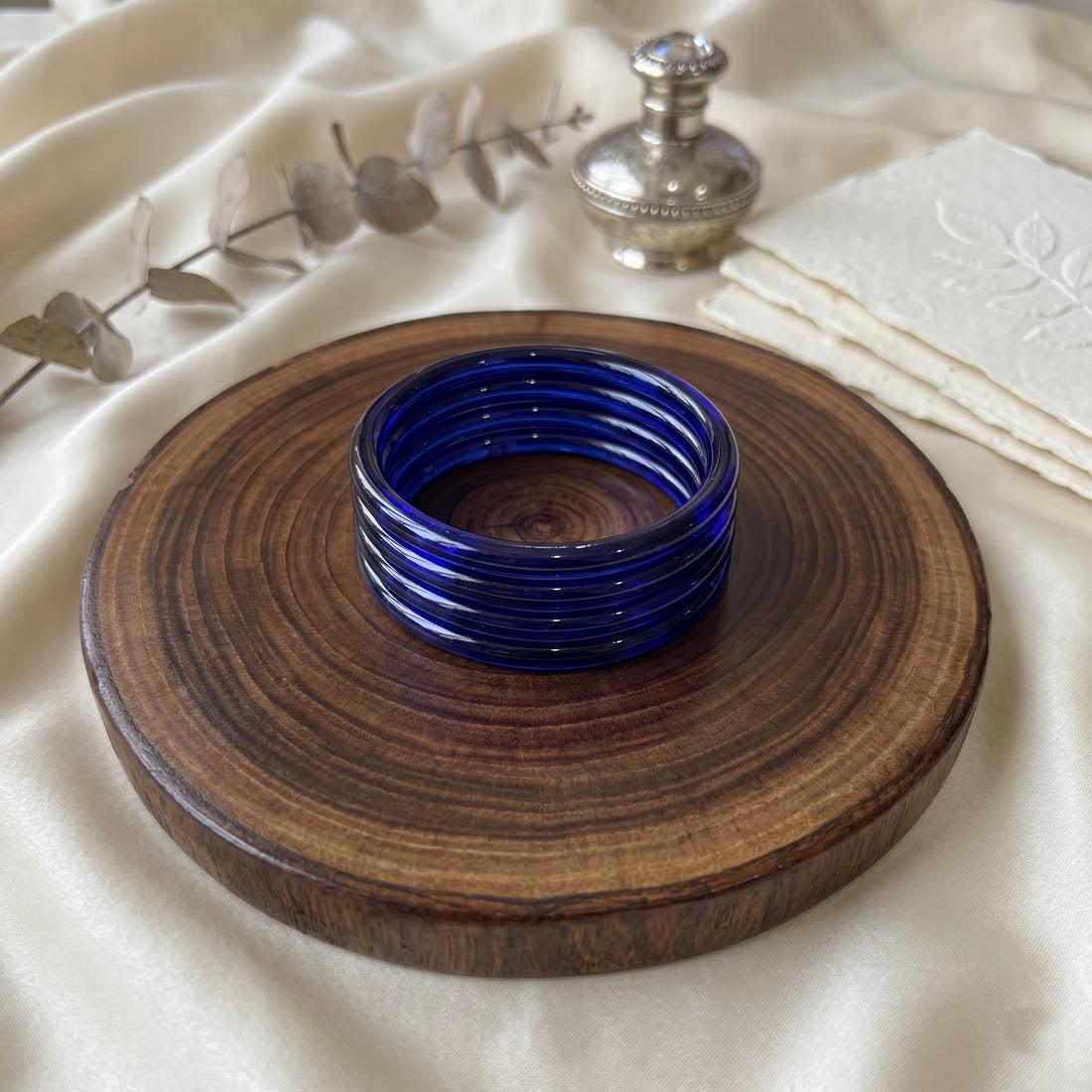Blue Color 8 Set Of Glass 36 Pieces Churi Bangle Mix Size (2.2, 2.4, 2.6, 2.8, 2.10) (FNFB189CMB)