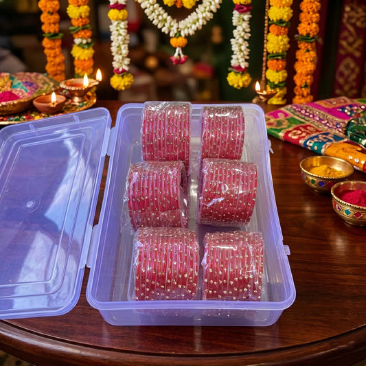Rani Color 6 Set Of Glass Bangle Size: 2.4, 2.6, 2.8, 2.10 (10 Pieces Glass Bangles Each Set)