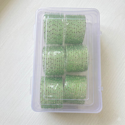 Pista Green Color 6 Set Of Glass Bangle Size: 2.4, 2.6, 2.8, 2.10 (FNFB198CMB)