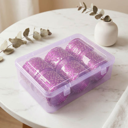 Purple Color 6 Set Of Glass Bangle 12 Pieces Churi Size: 2.4, 2.6, 2.8, 2.10 (FNFB201CMB)