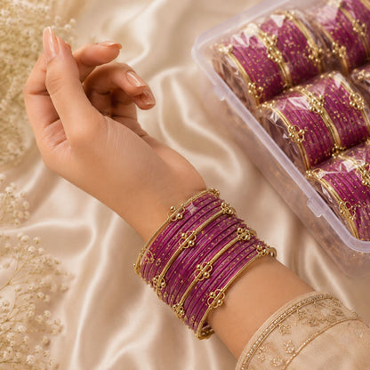 Multi Color 6 Pair Of Traditional Glass with Kashmiri Bangles Combo 84 Piece Crafted for Traditional Fashion Wear