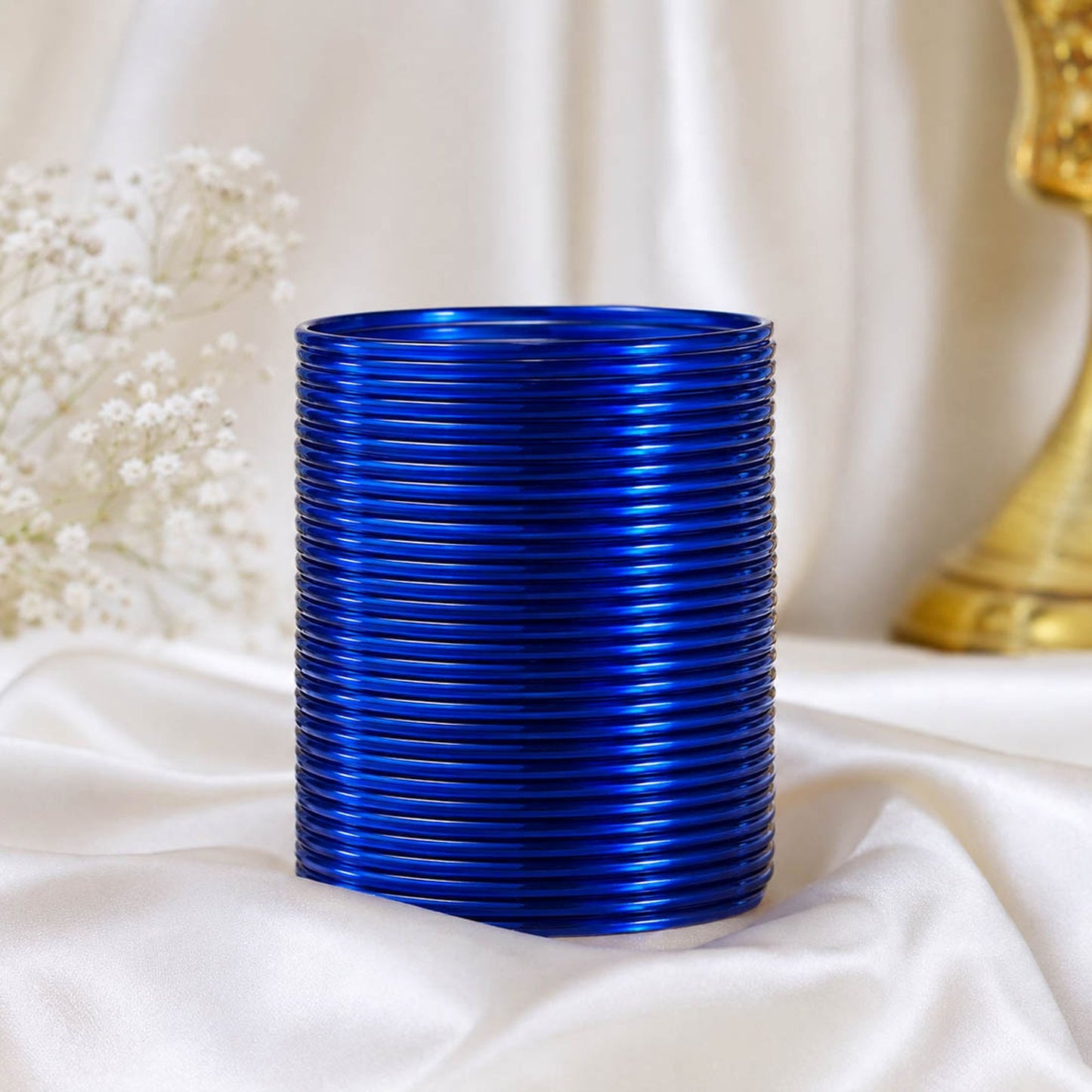 Blue Color 4 Set Of Metal Bangles Combo with Stylish Traditional Design