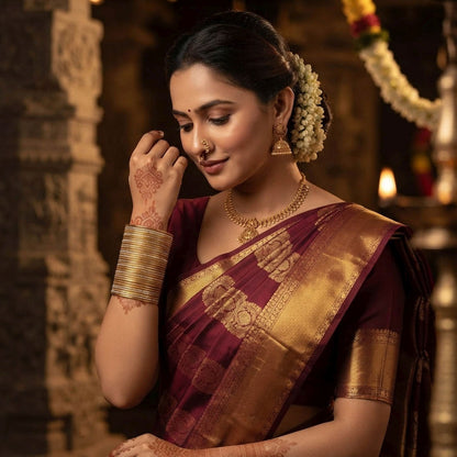Gold Color 4 Set Of Metal Bangles Combo Featuring Elegant Ethnic Fashion Style