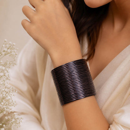 Blue Color 4 Set Of Metal Bangles Combo Featuring Premium Handmade Style