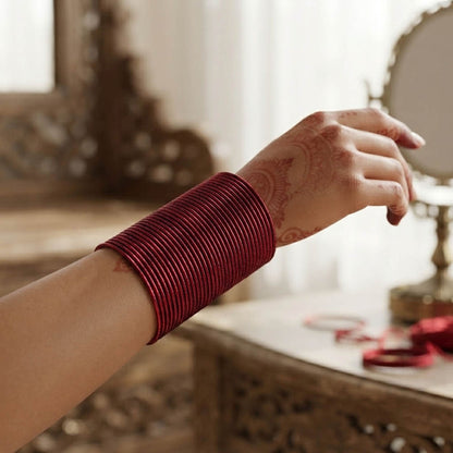 Maroon Color 4 Set Of Metal Bangles Combo with Royal Traditional Appeal