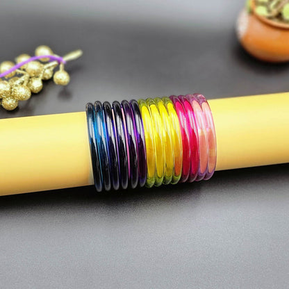 Assorted Color 28 Pieces Of Jelly Glass Bangles with Elegant Traditional Fashion Style